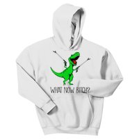 TRex Dinosaur What Now Bitch Funny Tyrannosaurus Rex TShirt Kids Hoodie