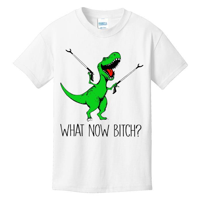 TRex Dinosaur What Now Bitch Funny Tyrannosaurus Rex TShirt Kids T-Shirt