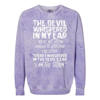 The Devil Whispered In My Ear Devil Quote Colorblast Crewneck Sweatshirt