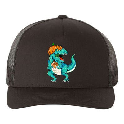 Thanksgiving Dino with Turkey Feast Yupoong Adult 5-Panel Trucker Hat