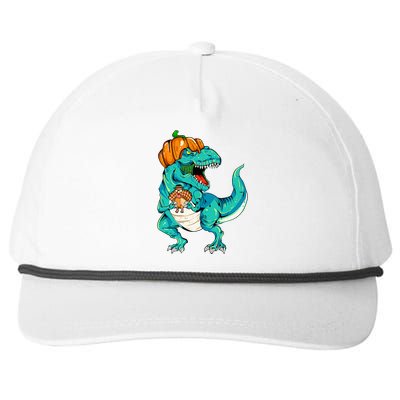 Thanksgiving Dino with Turkey Feast Snapback Five-Panel Rope Hat