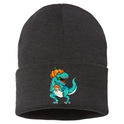 Thanksgiving Dino with Turkey Feast Sustainable Knit Beanie