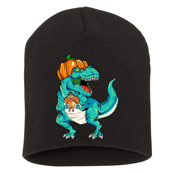 Thanksgiving Dino with Turkey Feast Short Acrylic Beanie