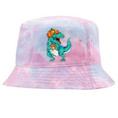 Thanksgiving Dino with Turkey Feast Tie-Dyed Bucket Hat