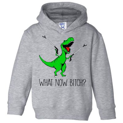 TRex Dinosaur What Now Bitch Funny Tyrannosaurus Rex Toddler Hoodie