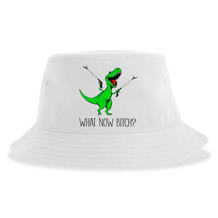 TRex Dinosaur What Now Bitch Funny Tyrannosaurus Rex Sustainable Bucket Hat
