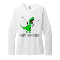 TRex Dinosaur What Now Bitch Funny Tyrannosaurus Rex Womens CVC Long Sleeve Shirt