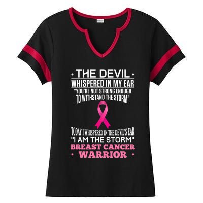 The Devil Whispered In My Ear I Am The Storm Survivor Design Gift Ladies Halftime Notch Neck Tee