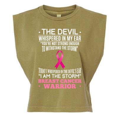 The Devil Whispered In My Ear I Am The Storm Survivor Design Gift Garment-Dyed Women's Muscle Tee