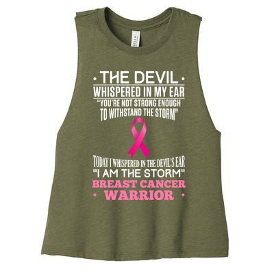 The Devil Whispered In My Ear I Am The Storm Survivor Design Gift Women's Racerback Cropped Tank