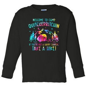 Tie Dye Welcome To Camp Quitcherbitchin Camper Camping Toddler Long Sleeve Shirt