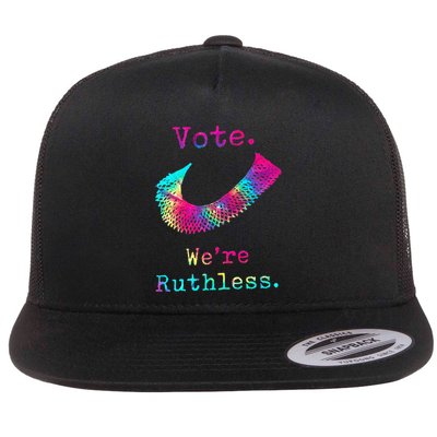 Tie Dye Women Vote WeRe Ruthless Feminist Flat Bill Trucker Hat