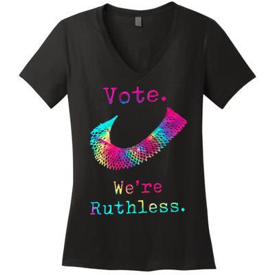 Tie Dye Women Vote WeRe Ruthless Feminist Women's V-Neck T-Shirt