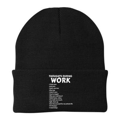 Thoughts During Work Funny Sarcastic Tee Hate Work Beanie