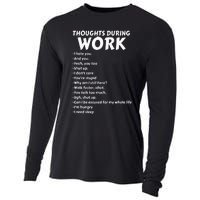 Thoughts During Work Funny Sarcastic Tee Hate Work Cooling Performance Long Sleeve Crew