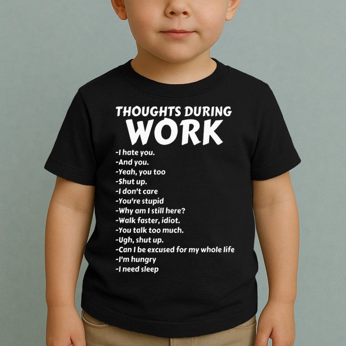 Thoughts During Work Funny Sarcastic Tee Hate Work Toddler T-Shirt