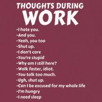 Thoughts During Work Funny Sarcastic Tee Hate Work 16oz Travel Tumbler