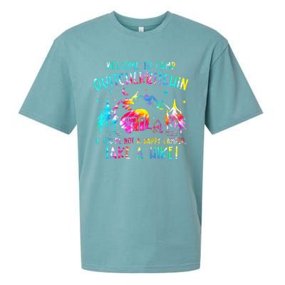 Tie Dye Welcome To Camp Quitcherbitchin Camper Sueded Cloud Jersey T-Shirt