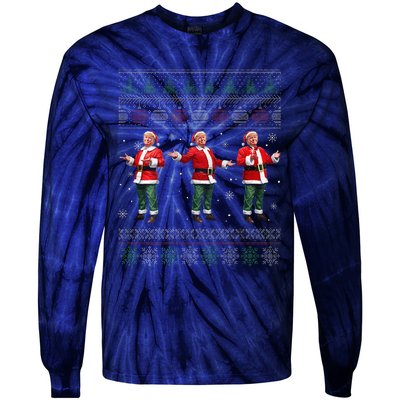 Trump Dance Xmas President 47 Usa Tie-Dye Long Sleeve Shirt