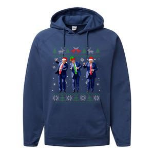 Trump Dance Xmas President 47 Usa Performance Fleece Hoodie