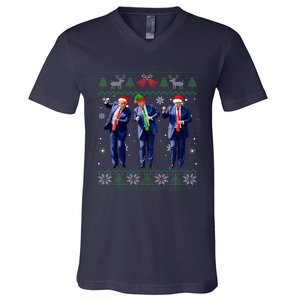 Trump Dance Xmas President 47 Usa V-Neck T-Shirt