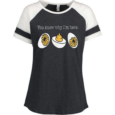 Thanksgiving Dinner You Know Why Im Here Deviled Egg Enza Ladies Jersey Colorblock Tee