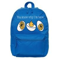 Thanksgiving Dinner You Know Why Im Here Deviled Egg 16 in Basic Backpack
