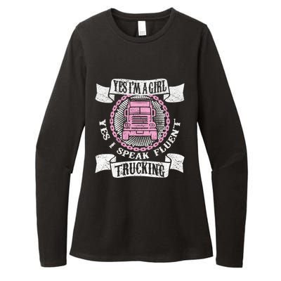 Truck Driver Yes I'm A Girl Cool Gift Funny Trucking Trucker Girl Great Gift Womens CVC Long Sleeve Shirt