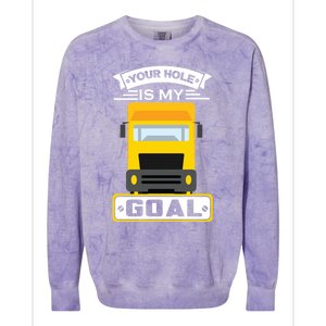 Truck Driver Your Hole Is My Goal Machine Vehicle Construction Sites Gift Colorblast Crewneck Sweatshirt