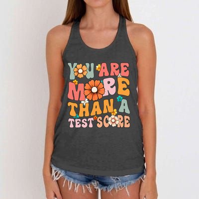 Testing Day You Are More Than A Test Score Teacher Women's Knotted Racerback Tank