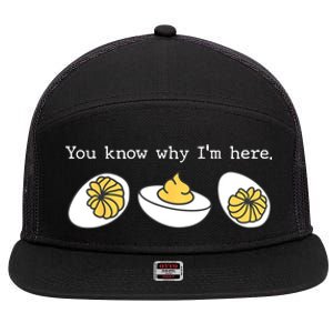 Thanksgiving Dinner You Know Why IM Here Deviled Egg 7 Panel Mesh Trucker Snapback Hat