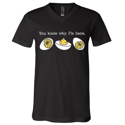 Thanksgiving Dinner You Know Why IM Here Deviled Egg V-Neck T-Shirt