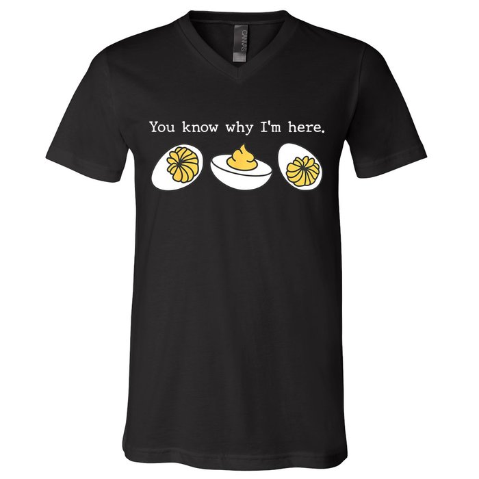 Thanksgiving Dinner You Know Why IM Here Deviled Egg V-Neck T-Shirt