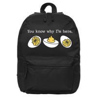 Thanksgiving Dinner You Know Why IM Here Deviled Egg 16 in Basic Backpack