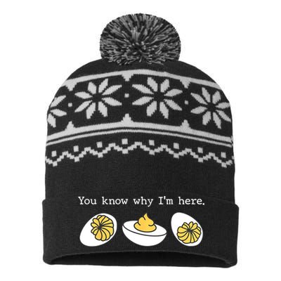 Thanksgiving Dinner You Know Why IM Here Deviled Egg USA-Made Snowflake Beanie