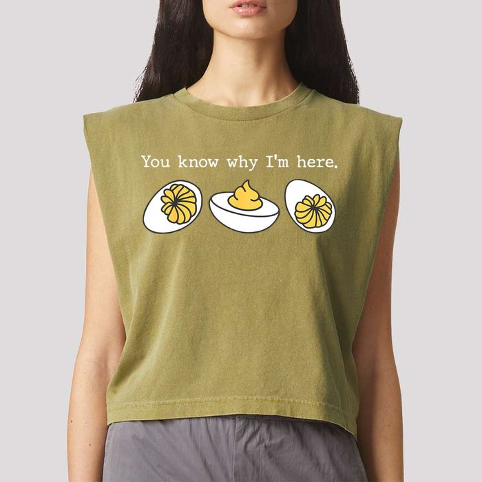 Thanksgiving Dinner You Know Why IM Here Deviled Egg Garment-Dyed Women's Muscle Tee
