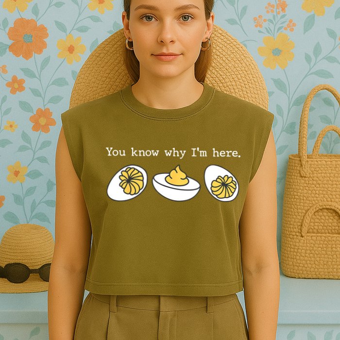 Thanksgiving Dinner You Know Why IM Here Deviled Egg Garment-Dyed Women's Muscle Tee