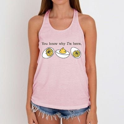 Thanksgiving Dinner You Know Why IM Here Deviled Egg Women's Knotted Racerback Tank