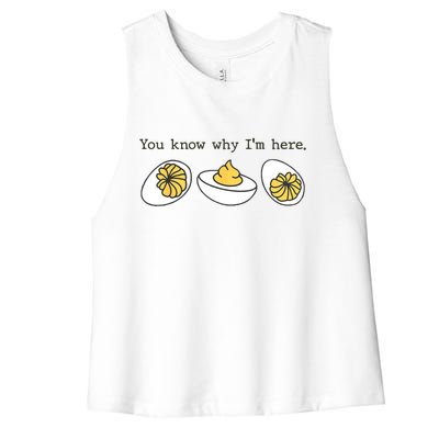 Thanksgiving Dinner You Know Why IM Here Deviled Egg Women's Racerback Cropped Tank