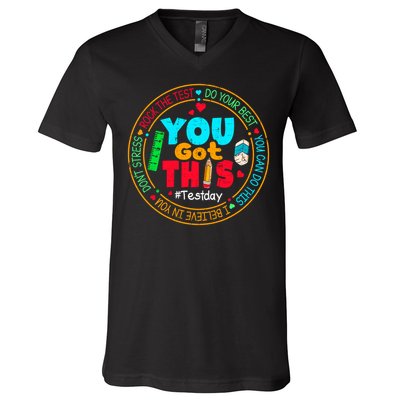 Test Day You Got This Rock The Test Testing Day V-Neck T-Shirt