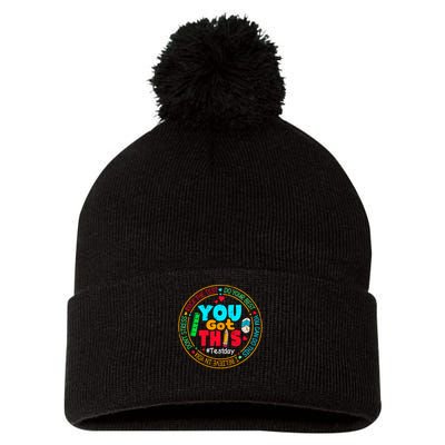 Test Day You Got This Rock The Test Testing Day Pom Pom 12in Knit Beanie