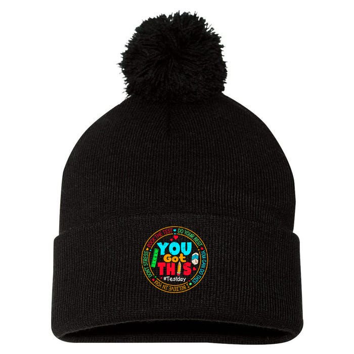 Test Day You Got This Rock The Test Testing Day Pom Pom 12in Knit Beanie