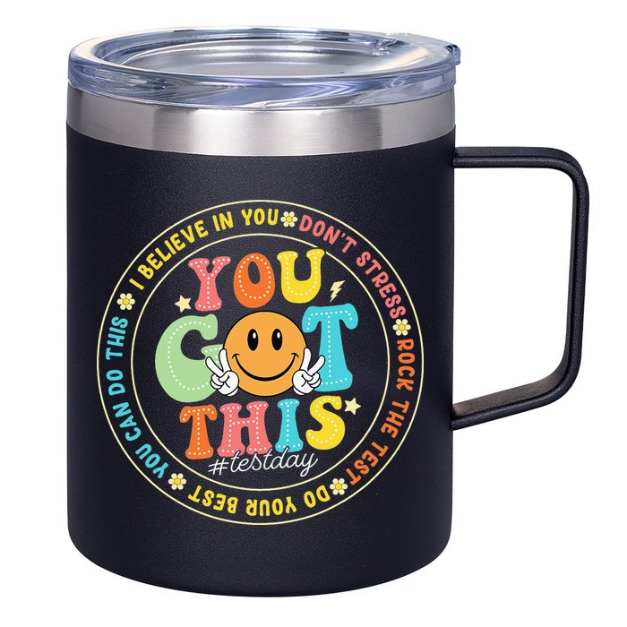 Test Day You Got This Rock The Test Teacher Testing Day 12oz Stainless Steel Coffee Mug