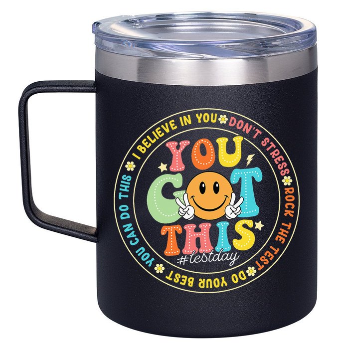 Test Day You Got This Rock The Test Teacher Testing Day 12oz Stainless Steel Coffee Mug