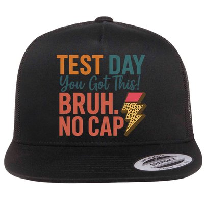 Test Day You Got This Bruh No Cap Lightning Bolt Graphic Flat Bill Trucker Hat