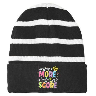 Test Day You Are More Than A Test Score Rock The Test Striped Beanie with Solid Band