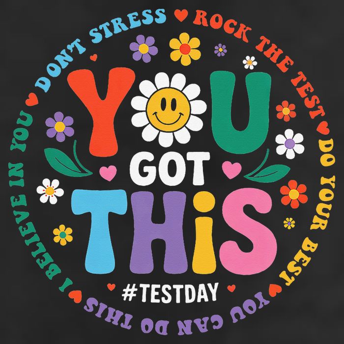Test Day You Got This Rock The Test Teacher Testing Day 7 Panel Mesh Trucker Snapback Hat