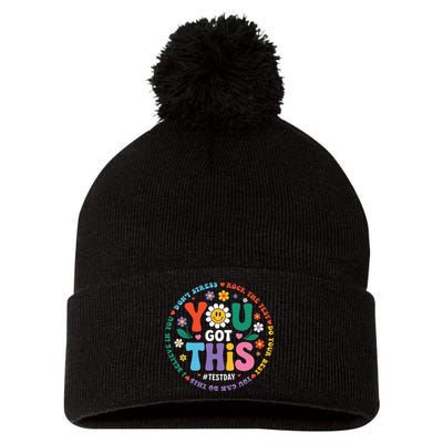 Test Day You Got This Rock The Test Teacher Testing Day Pom Pom 12in Knit Beanie