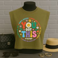Test Day You Got This Rock The Test Teacher Testing Day Garment-Dyed Women's Muscle Tee