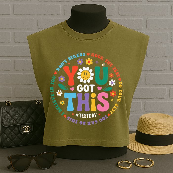 Test Day You Got This Rock The Test Teacher Testing Day Garment-Dyed Women's Muscle Tee